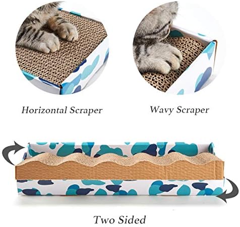 PEEKAB Cat Scratcher Cardboard Reversible Cat Scratch pad Kitty Corrugated Scratching Board Bed Catnip Included