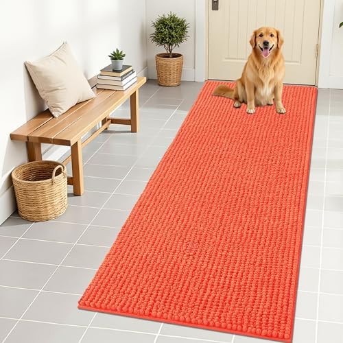 OLANLY Dog Door Mat for Muddy Paws 70x24, Extra Absorbent Chenille Mud Mat