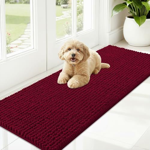 OLANLY Dog Door Mat for Muddy Paws 59x20, Extra Absorbent Chenille Mud Mat