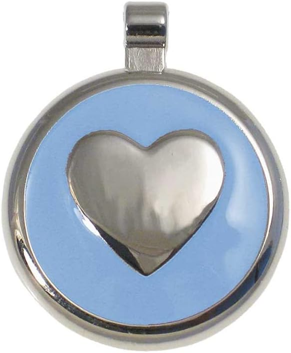 LuckyPet Heart Jewelry Pet ID Tag for Cats and Dogs, Personalized Engraving on The Back Side, Large LightBlue Heart
