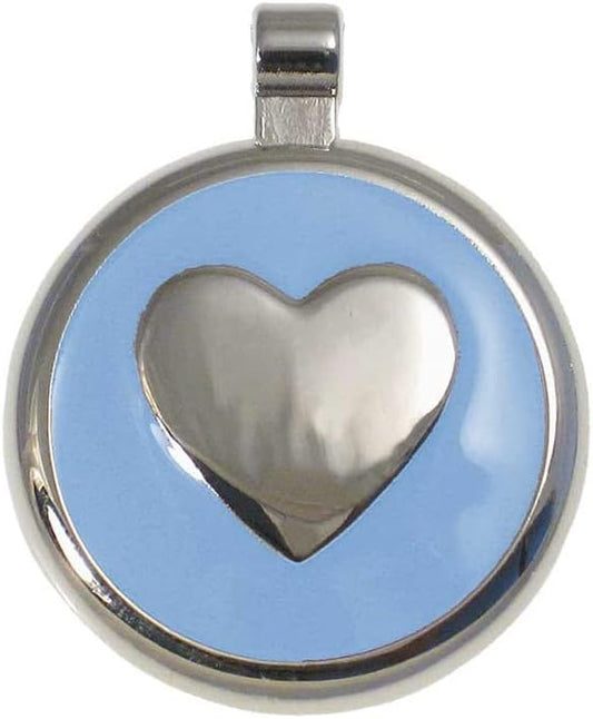 LuckyPet Heart Jewelry Pet ID Tag for Cats and Dogs, Personalized Engraving on The Back Side, Large LightBlue Heart