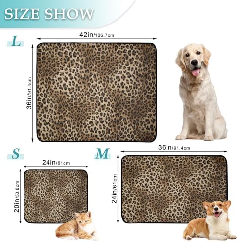 Blueangle Vintage Leopard Print Washable Pee Pads for Dogs, 2-Pack Reusable Puppy Pads Pet Training Pads, Waterproof Dog Pee Pads for Car, Non-Slip Protects Whelping Pad