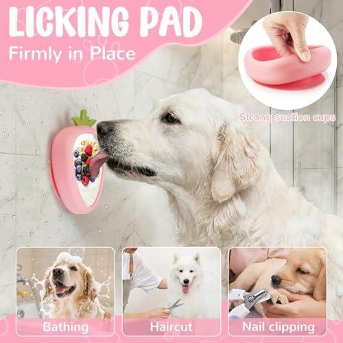 Freeze Dog Lick Bowl, Animire Non-Slip Slow Feeder Lick Mat for Dogs, Silicone Dog Enrichment Bowl for Distraction Anxiety Relief Boredom, BPA Free, Dishwasher Safe(Pink,L)