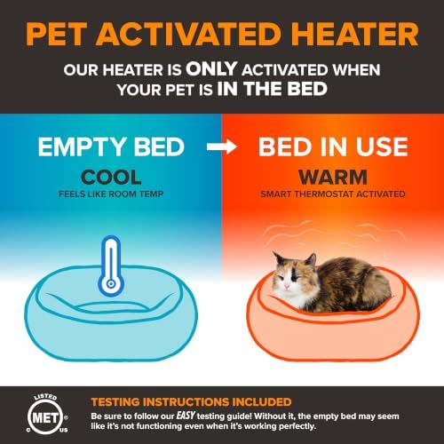 K&H Heated Cat Bed, Thermo-Kitty Bed Deluxe, Indoor, Safety Listed, 16in