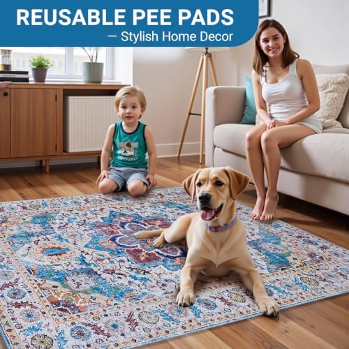 Boho Large Absorbent Reusable Non-Slip Washable Dog Pee Pads,2 Pack 48x36