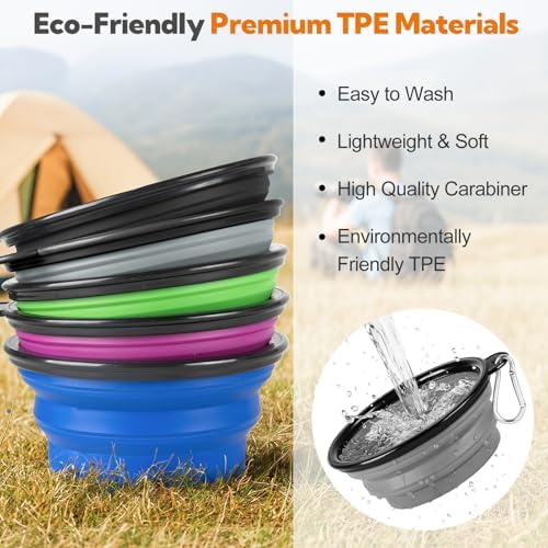 Collapsible Dog Bowl for Travel,2-Pack 12oz Pet Portable Water Food Bowls