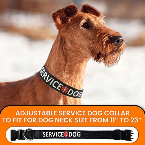Tacticollar - Service Dog Collar, Nylon, Adjustable, Embroidery, with Space for Hook and Loop Patches ((Medium) 16-20in Length x 1.5in Width)