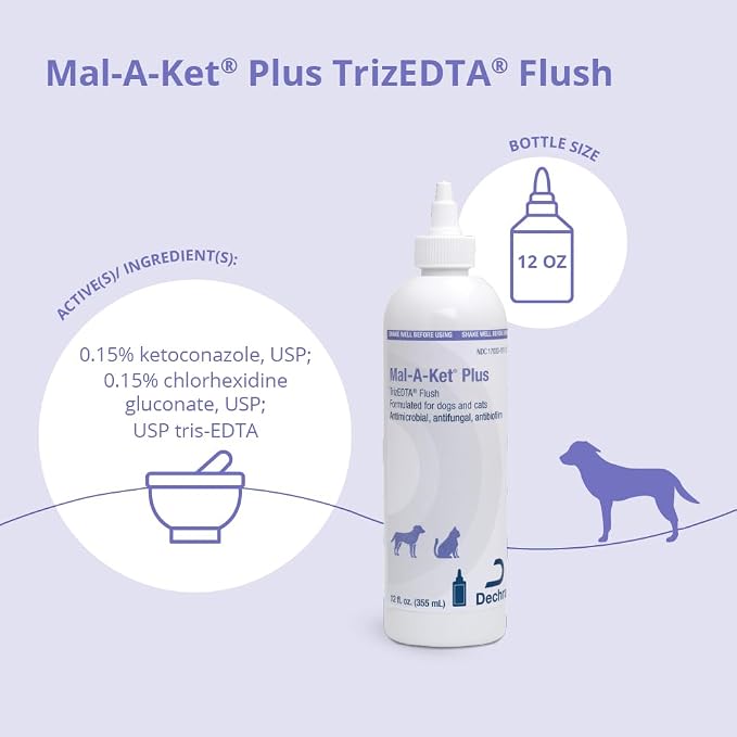 Mal-A-Ket® Plus TrizEDTA Flush for Dogs and Cats, 12 Fl Oz | Antibiofilm; Packaging May Vary