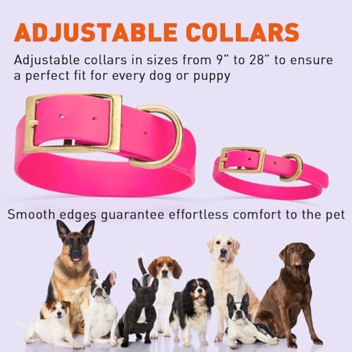 Viper Biothane Heavy Duty Waterproof Dog Collar Strong Coated Nylon Webbing w/Solid Brass Hardware Odor-Proof Easy to Clean High Performance Fits Small Medium or Large Dogs, Passionfruit Pink