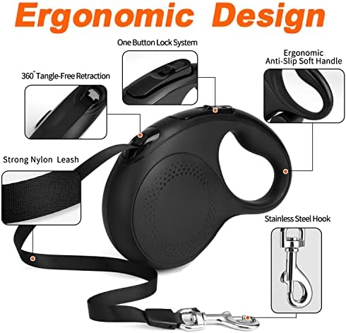Retractable Dog Leash, 16FT Retractable Leash for Small/Medium Breed Up to 55 LBS (Holder and The Bags not Include)
