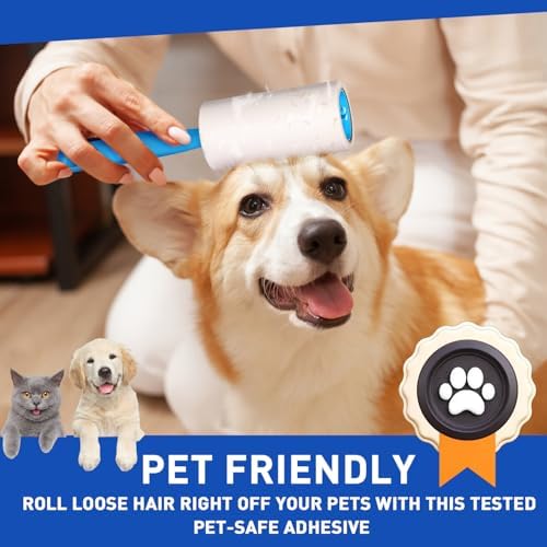 Lint Rollers for Pet Hair Remover, 600 Sheets Mega Value Set, 3 Handle with 6 Extra Sticky Lint Rollers for Pet Hair Removal, Dog and Cat Lint Remover for Clothes, Furniture, Carpet