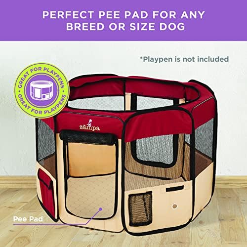 Zampa Pets Washable Pee Pads for Dogs Round 24" - Pet Food Mat | Reusable Puppy & Whelping Pad | Waterproof Training Dog & Cat Bowl Mat | Great for Playpens
