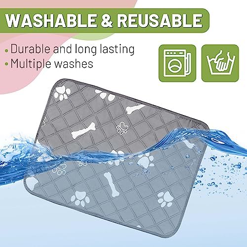 PatiencET Washable Pee Pads for Dogs, 18'' x 24" Reusable Puppy Pads with Super Absorbent for Pet Training, Housebreaking and Incontinence, 2 Pack Puppy Potty Pads with Waterproof Bottom