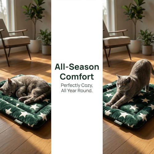 Cat & Dog Bed Mat - Reversible Dog Crate Bed Mats, Soft & Breathable Kennel Pad, Durable Crate Bed for Extra Small Dogs & Cats