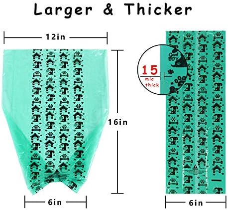Dog Poop Bags, Thick and Strong Dog Waste Bags, Large Poop Bags Pooper Scooper Refills, Leak-Proof, Unscented, Green, 12"x16", 240 Counts