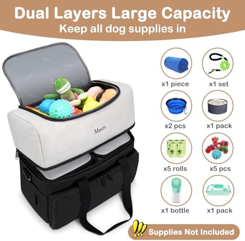 Mancro Dual Layers Dog Travel Bag, Dog Mom Gifts, Road Trip Essentials