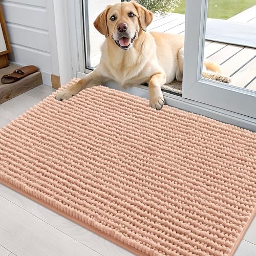 OLANLY Dog Door Mat for Muddy Paws 36x24, Extra Absorbent Chenille Mud Mat