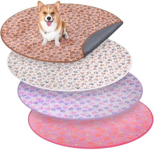 4 Pack Washable Whelping Pad Whelping Supplies Absorbent Reusable Puppy Training Pads Reusable Dog Mat for Floor Non Slip Washable Pee Mat for Dogs(Colorful,32 Inch)