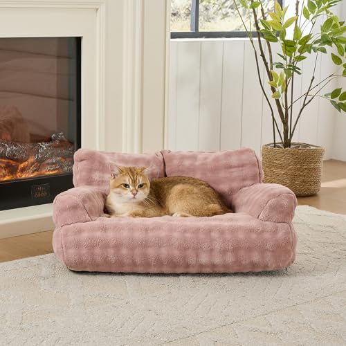 Cat Couch Bed, Cute Pet Sofa for Indoor Cats, 26"x15", Dusty Pink