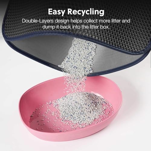 WePet Cat Litter Mat, Kitty Litter Trapping Mat, Honeycomb Double Layer Mats, No Phthalate, Urine Waterproof, Easy Clean, Scatter Control, Catcher Litter Tray Box Rug Carpet