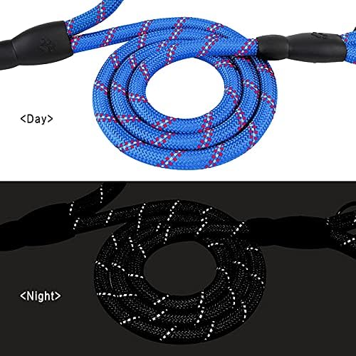 PLUTUS PET Rope Dog Leash 6ft Long,Traffic Padded Two Handle,Heavy Duty,Reflective Double Handles Lead for Control Safety Training,Leashes for Large Dogs or Medium Dogs,Dual Handles Leads(Navy Blue)
