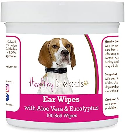 Healthy Breeds English Pointer Ear Cleaning Wipes with Aloe & Eucalyptus for Dogs 100 Count