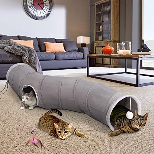 Ownpets S-Shape Cat Tunnel Toy 48"L x 10"D, for Cats, Puppies & Small Pets