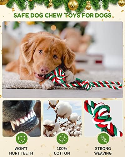 Pweituoet Christmas Dog Toys, 6 Pack Dog Rope Toys and Plush Dog Toys/Dog Gifts for Puppy Small Medium Large Dogs