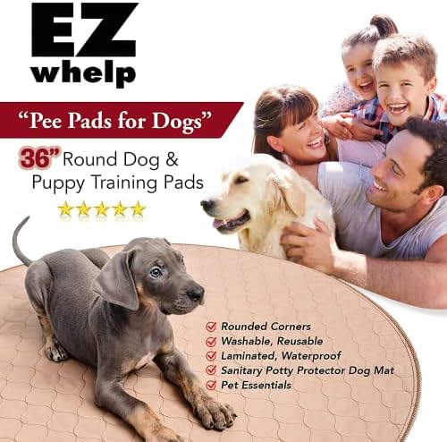 EZwhelp Reusable Dog Pee Pad, Washable Waterproof Round 36 in Mat, 1 Pack