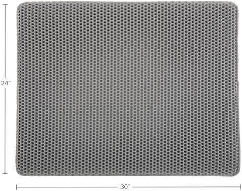 Cat Litter Mat - 30x24-Inch Waterproof Litter Box Mat with Dual-Layer Honeycomb Design for Trapping Litter - Slip-Resistant Cat Mat by PETMAKER (Gray)