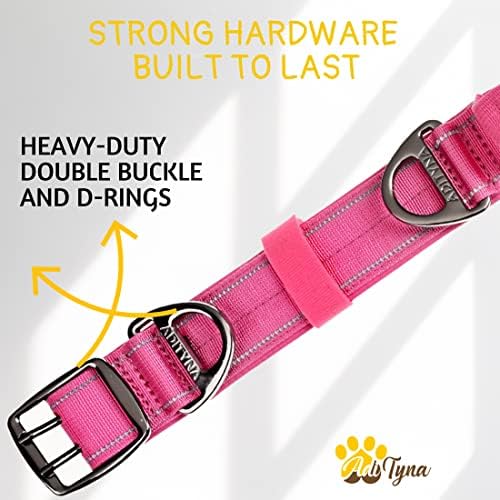 ADITYNA Heavy Duty Pink Dog Collar for Large Dogs with Traffic Handle