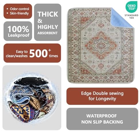 Qeils Washable Pee Pads, Super Absorbent Puppy Pads, 2 Pack 36"x41"