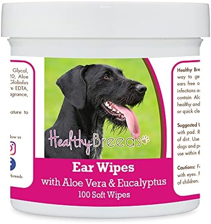 Healthy Breeds German Wirehaired Pointer Ear Cleaning Wipes with Aloe & Eucalyptus for Dogs 100 Count