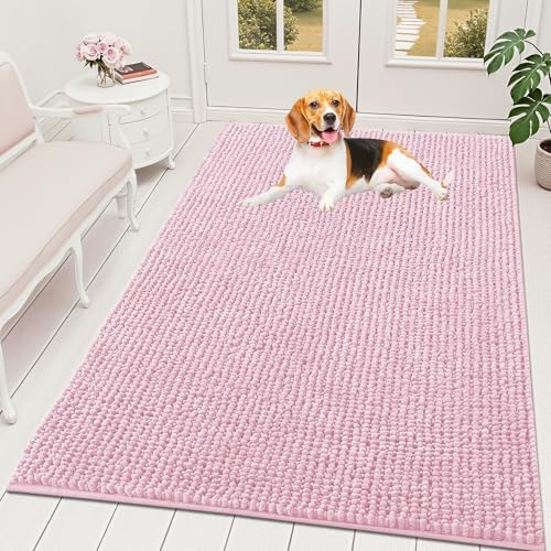 OLANLY Dog Door Mat for Muddy Paws 59x35, Extra Absorbent Chenille Mud Mat