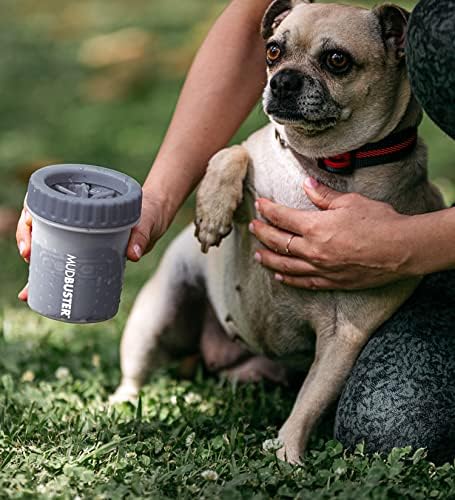 Dexas MudBuster Portable Dog Paw Cleaner, Premium Quality Small Light Gray Pet Accessory