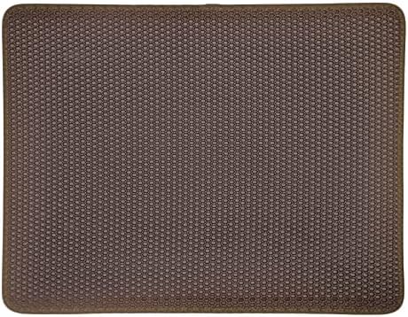 Cat Litter Mat Kitty Litter Trapping Mat Honeycomb Mats Waterproof Double Layer Anti Tracking Kitty Mats Catcher Litter Tray Box Rug Carpet (19.7'' x 15.7'', brown)