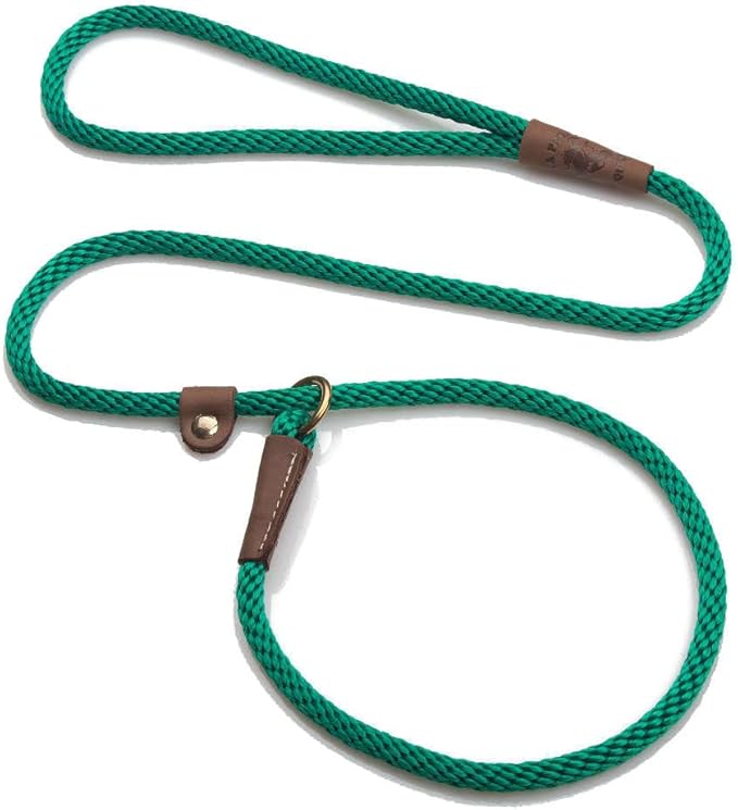 Mendota Pet Slip Leash - Dog Lead and Collar Combo - Made in The USA - Kelly Green, 3/8 in x 6 ft - for Small/Medium Breeds