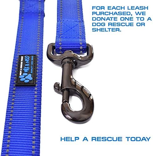 Max and Neo Double Handle Traffic Dog Leash - Reflective, Donates to Dog Rescue (Black, 6 FT)