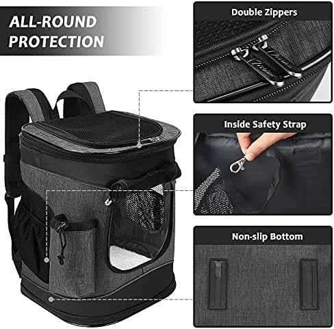 Solaris Adjustable Pet Carrier Backpack for Dogs and Cats, Puppies, Portable Cat Carrier Backpack with Bottle Pocket, Two Mesh Window for Breath