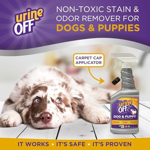 urineOFF Puppy & Dog Odor & Stain Remover| Fresh Scent Carpet Cleaner Spray | Bio Enzymatic Stain & Urine Odor Remover | Pet Safe Cleaner | 16 oz.