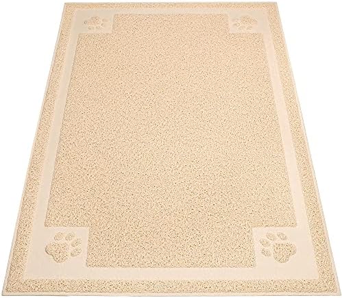 UPSKY Large Cat Litter Mat Trapper 35"×23", Waterproof, Non-Slip, Beige