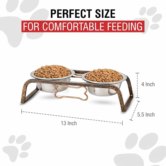 Loving Pets Elevated Dog Bowls – Raised Stainless Steel Dog Bowls with Steel Stand – Non-Skid, No Spill Feeder for Small, Medium & Large Dogs – Easy to Clean, Durable Raised Dog Feeding Station