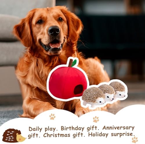 Hollypet Squeaky Hide and Seek Dog Toys for Small and Medium Dogs, Hedgehog