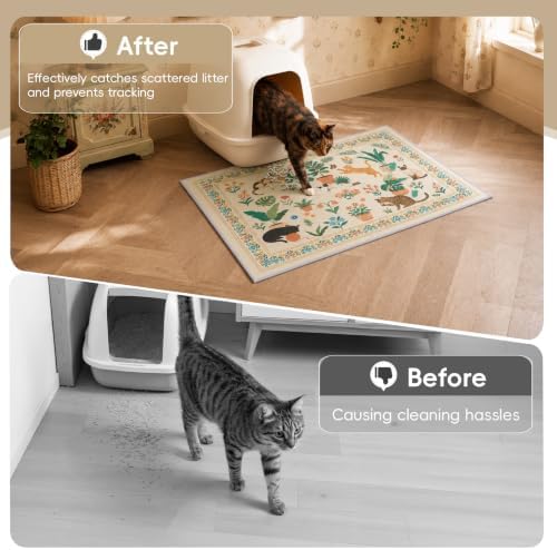 Bienbee Cat Litter Mat, 2 Pack 33" x 22" Machine Washable for Litter Boxes