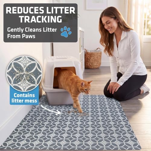 Drymate Cat Litter Box Mat, Litter Trapping Mat, Indigo Grey, 29x36 XL