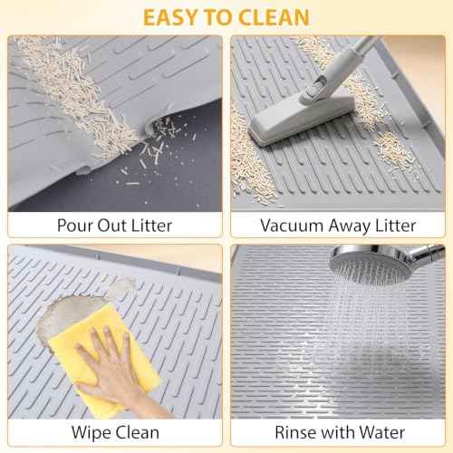 Cat Litter Box Mat, 47" x 35" Extra Large Silicone Cat Litter Mat