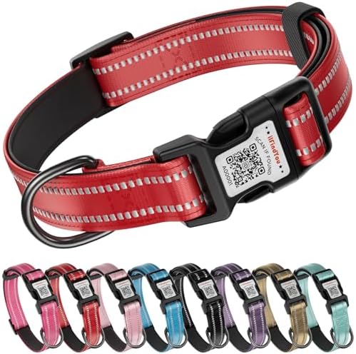 Personalized Dog Collar with QR Code Dog Tag, Wine 05 S