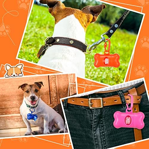 Sabary 20 Pack Dog Poop Bag Holder Bone Shaped with Clip Leakproof