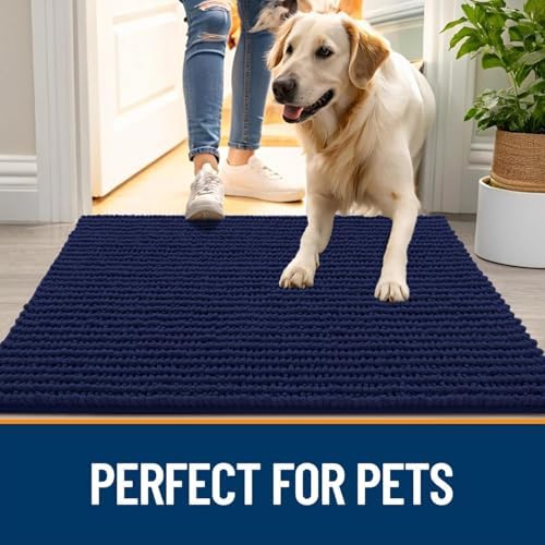 OLANLY Dog Door Mat for Muddy Paws 59x24, Extra Absorbent Chenille Mud Mat
