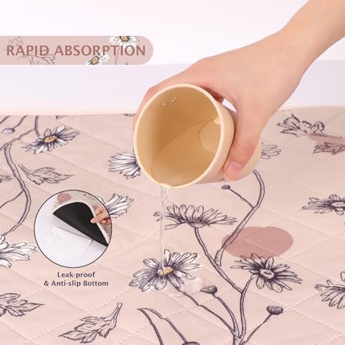 IEUUMLER Washable Pee Pads for Dogs, 2 Pack Non-Slip & Waterproof Pack Whelping Pad, Reusable Washable Puppy Potty Training Pad with Fast Absorbent for Playpen EU007 (Pink Daisy, 36"X48"-2pcs)